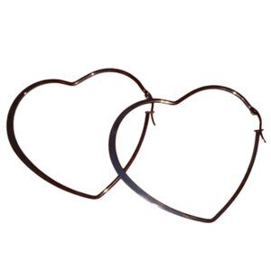 Minimalist Black Heart Shaped Hoops Large Hoop Earrings Big Hearts Whimsygoth